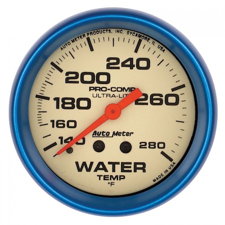 Auto Meter 2-5/8IN WATER TEMP, 140- 280F, 4FTCAP, WATER RES 4535